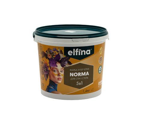 Фарба інтер'єрна Норма ТМ ELFINA 1,4кг/1л 007060 фото АБВ Хімія