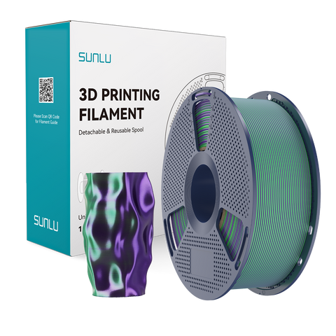 SUNLU PLA + Silk Dual Color Green Purple &ndash; два цвета зелено-фиолетовый пластик/филамент для 3D-принтера Filament 1.75 мм 1 кг С0003023 фото АБВ Химия